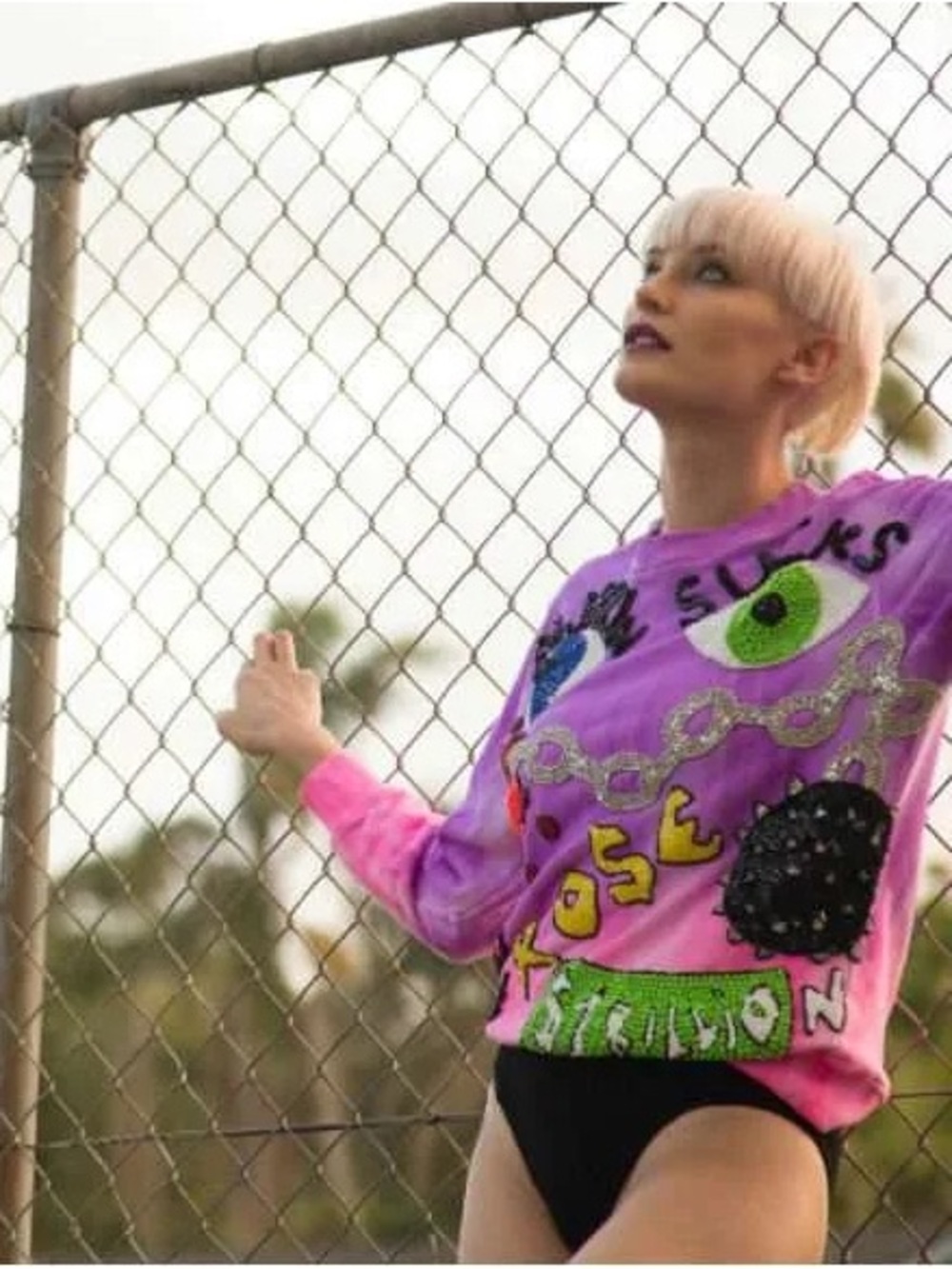 Discount Universe Ombré Sequin Graphic Sweatshirt Top S RARE Runway Limited